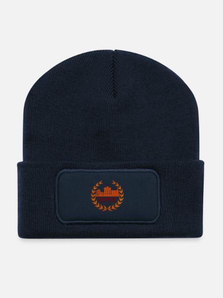 Monuments romains dans une couronne de laurier - Beanie recyclé à patch - bleu marine
