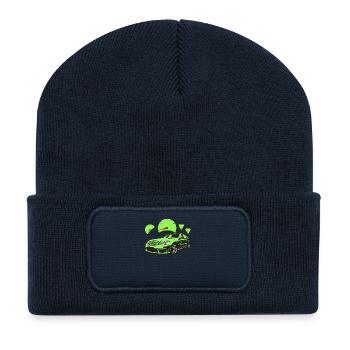 Car Tuning Tacho Auto Automobil Raser PS Rally - Recycelte Patch Beanie - French Navy - Vorne