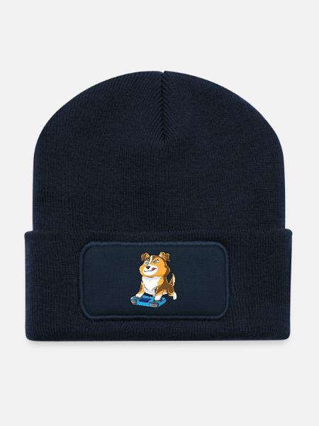 Australian Shepherd Gamepad Kawaii - Recycelte Patch Beanie - French Navy