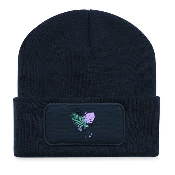 Künstlerische Pflanzenillustration - Recycelte Patch Beanie - French Navy - Vorne