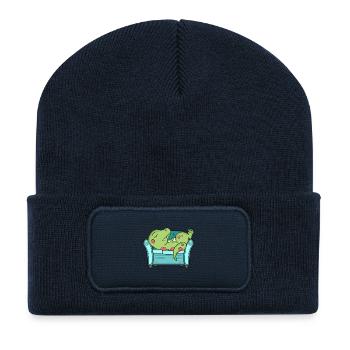 Dinosaure Fatigué Drôle - Beanie recyclé à patch - bleu marine - Devant