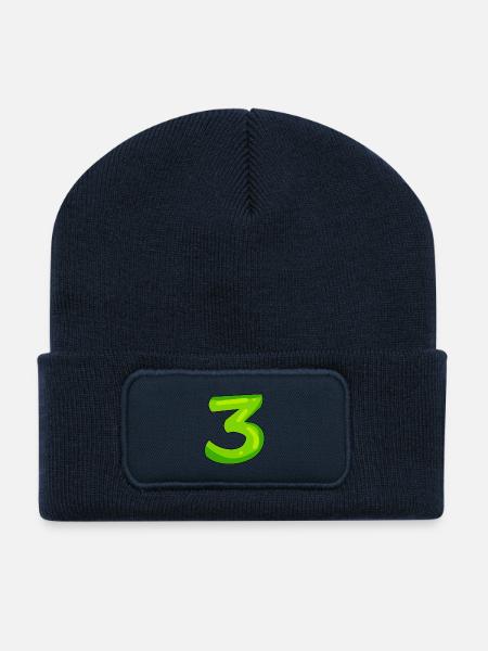 Digit 3 green - Recycled Patch Beanie - french navy