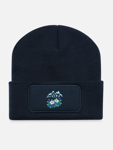 Gebirge Berge Enzian Alpen Berg Tirol Alm - Recycelte Patch Beanie - French Navy