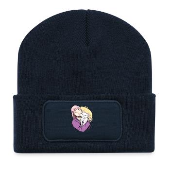 Katzenlady Katze Katzen Kitten Katzenliebhaber Cat - Recycelte Patch Beanie - French Navy - Vorne