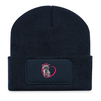 J’adore Alpaca. I love Alpaca - Beanie recyclé à patch - bleu marine - Devant
