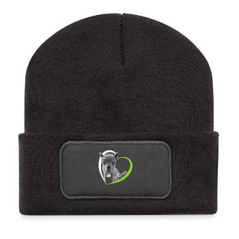 J’adore Alpaca, I love Alpaca - Beanie recyclé à patch - charbon - Devant