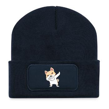 Akita Dog Kawaii Dabbing - Recycled Patch Beanie - french navy - Front