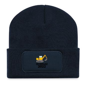 Kindergarten Kind Bagger Schule Einschulung 2022 - Recycelte Patch Beanie - French Navy - Vorne