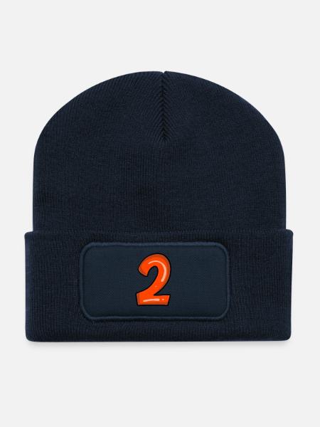 2 rouge - Beanie recyclé à patch - bleu marine