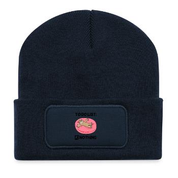Faultier Entspannen Faul lustig - Recycelte Patch Beanie - French Navy - Vorne