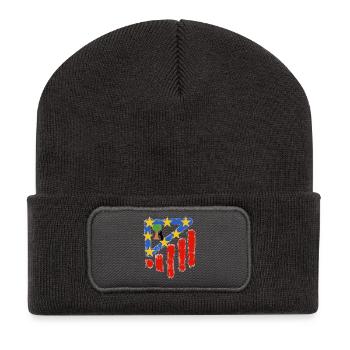 Rot-weiße Sterne - Recycelte Patch Beanie - Dunkelgrau - Vorne