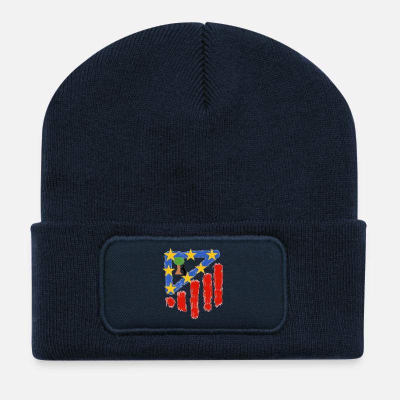 Red-and-white stars - Recycled Patch Beanie - french navy