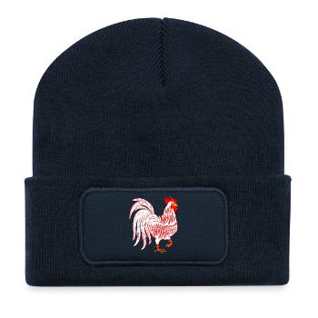 Coq coq coq coq co - Beanie recyclé à patch - bleu marine - Devant