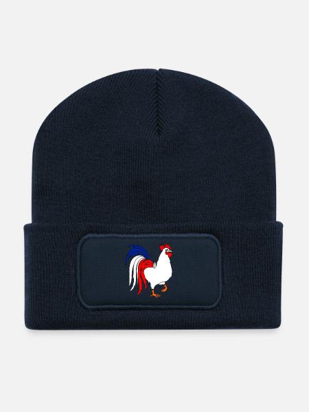 coq coq Français avec français trois couleurs - Beanie recyclé à patch - bleu marine
