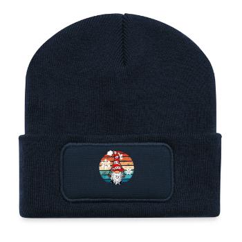 Retro Christmas elves with snowflakes - Recycled Patch Beanie - french navy - Front