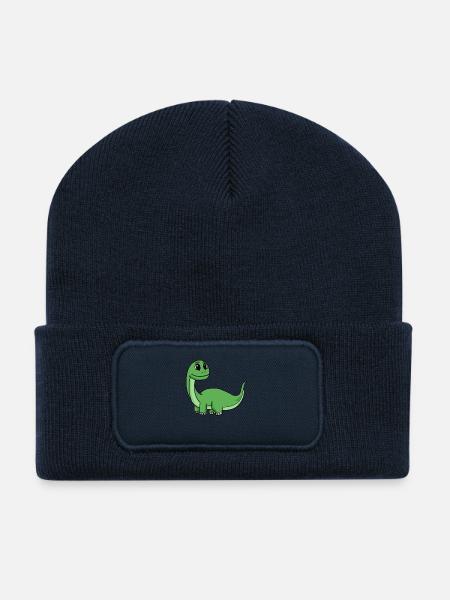 Dino Motiv - Recycelte Patch Beanie - French Navy