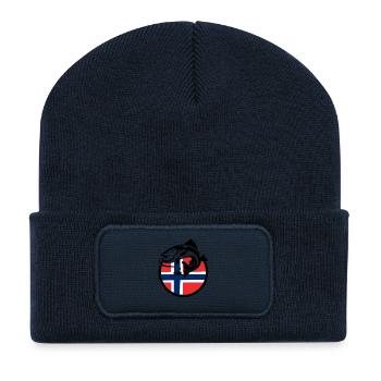 Norwegen Angeln Angler Fischen - Recycelte Patch Beanie - French Navy - Vorne