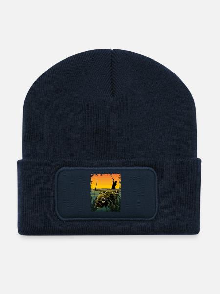 Karpfenfischen-Design Schwimmerfischen Angler Geschenk - Recycelte Patch Beanie - French Navy