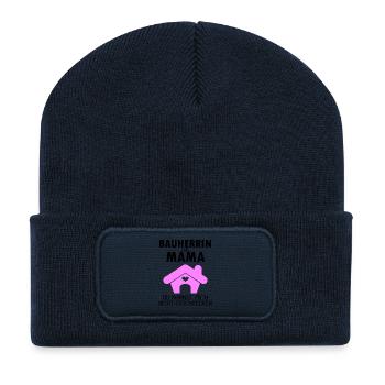 Bauherrin Mama Hausbau Baustelle Richtfest - Recycelte Patch Beanie - French Navy - Vorne