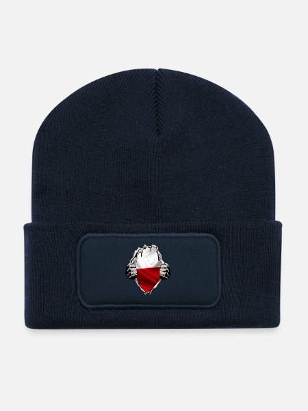 Polen - Polnische Flagge unterm Shirt - Recycelte Patch Beanie - French Navy