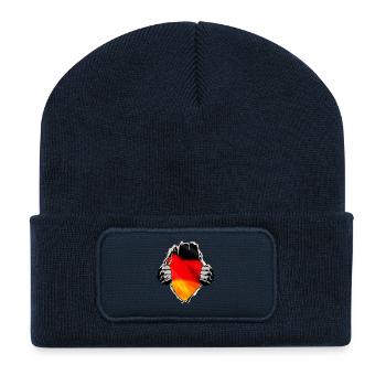 Drapeau de l’Allemagne sous le maillot - Beanie recyclé à patch - bleu marine - Devant