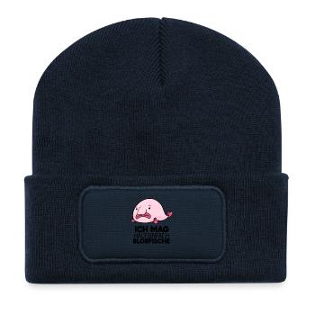 Blobfisch Fisch Fische - Recycelte Patch Beanie - French Navy - Vorne