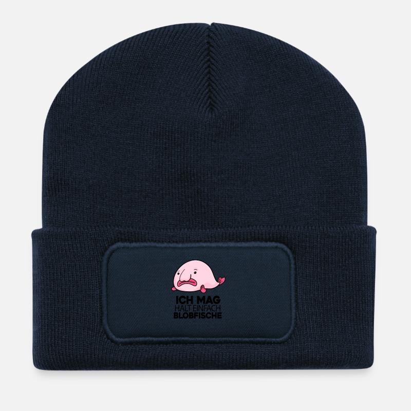 Blobfisch Fisch Fische - Recycelte Patch Beanie - French Navy