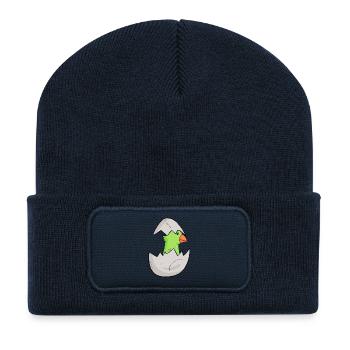 Bébé perroquet - Beanie recyclé à patch - bleu marine - Devant
