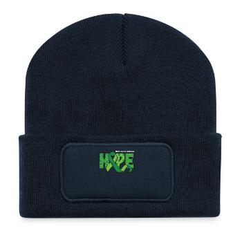 Sensibilisation à la santé mentale Hope Green - Beanie recyclé à patch - bleu marine - Devant