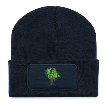 Tree Trees Forest Autumn Colors Symbol Logo icon - Recycled Patch Beanie - french navy - Front