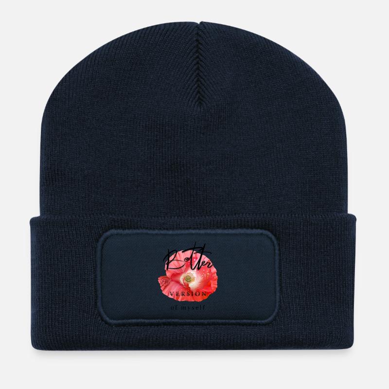 Inspirierender Spruch für Motivation - Recycelte Patch Beanie - French Navy