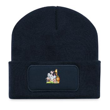 Happy Animal Pile I Animals I Zoo I Wilderness I Fun - Recycled Patch Beanie - french navy - Front