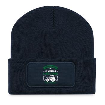Je peux pas! Je bosse à l'hectare pas à l'heure - Beanie recyclé à patch - bleu marine - Devant