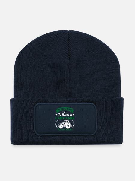 Je peux pas! Je bosse à l'hectare pas à l'heure - Beanie recyclé à patch - bleu marine