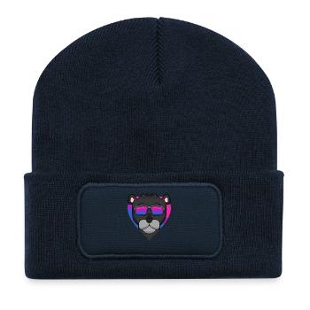 Bisexual Heart Black Panther Gift - Recycled Patch Beanie - french navy - Front