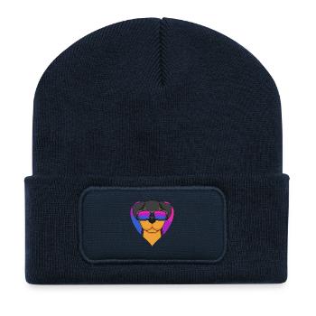 Bisexuell Rottweiler Hund - Hund mit Brille - Recycelte Patch Beanie - French Navy - Vorne