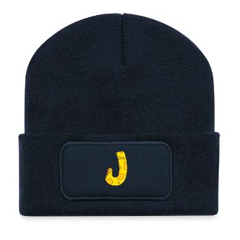Lettre J - Beanie recyclé à patch - bleu marine - Devant