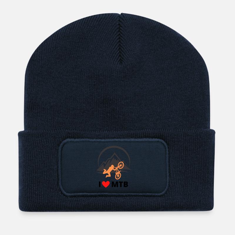 I LOVE MTB / Mountainbiking - Recycled Patch Beanie - french navy