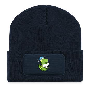 Bébé dinosaure - Beanie recyclé à patch - bleu marine - Devant