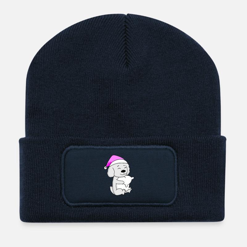Hund Hunderasse Malteser - Recycelte Patch Beanie - French Navy