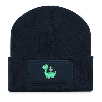 Dinosaurs with Baby Dinosaurs - Recycled Patch Beanie - french navy - Front