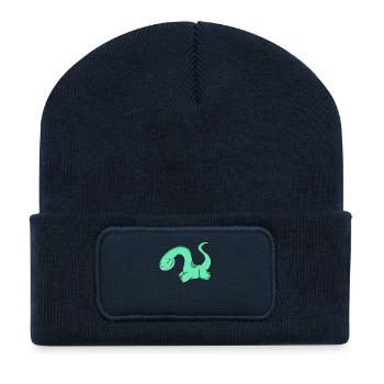 Dinosaur Motif - Recycled Patch Beanie - french navy - Front