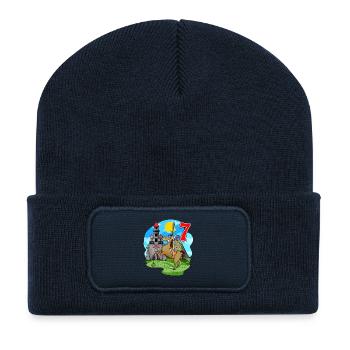 Ritter 7. Geburtstag 7 Jahre Junge Geschenk - Recycelte Patch Beanie - French Navy - Vorne
