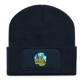 Knight Horse Castle for children - Recycled Patch Beanie - french navy - Front