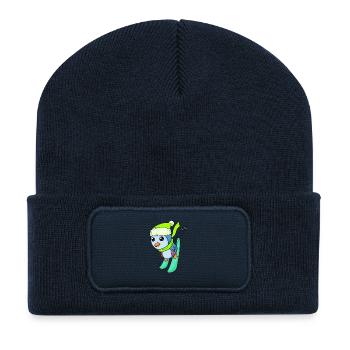 Pinguin Ski Winter Skifahren - Recycelte Patch Beanie - French Navy - Vorne