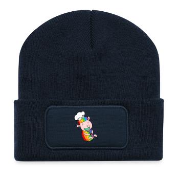 Sheep Cook Cute - Recycled Patch Beanie - french navy - Front