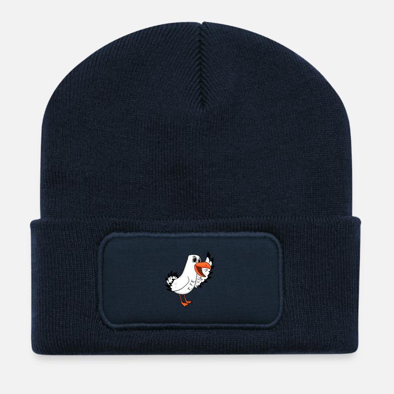 Möwe Begrüßung - Recycelte Patch Beanie - French Navy