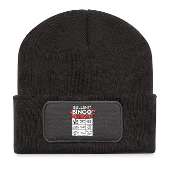 Weihnachten BINGO BULLSHIT - Recycelte Patch Beanie - Dunkelgrau - Vorne