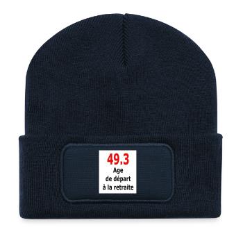 49.3 - Beanie recyclé à patch - bleu marine - Devant