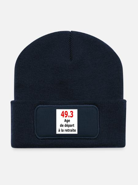 49.3 - Beanie recyclé à patch - bleu marine